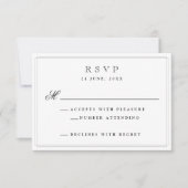 Elegant Black Formal Wedding RSVP-kaart RSVP Kaartje (Voorkant)
