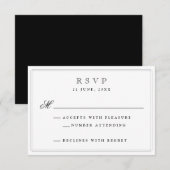 Elegant Black Formal Wedding RSVP-kaart RSVP Kaartje (Voorkant / Achterkant)