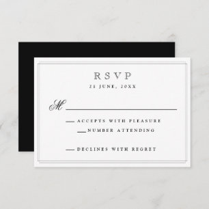 Elegant Black Formal Wedding RSVP-kaart RSVP Kaartje