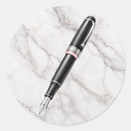 Elegant Black Fountain Pen Watercolor Sticker (Voorkant)