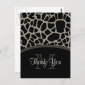Elegant Black Giraffe Print Monogram Hartelijk dan Briefkaart (Voorkant / Achterkant)