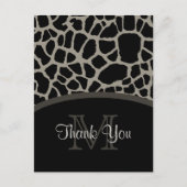 Elegant Black Giraffe Print Monogram Hartelijk dan Briefkaart (Voorkant)