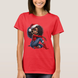 Elegant Black Girl Christmas Tee — MaMuse Holiday  T-shirt