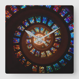 Elegant Black Glas in lood Swirl Pattern Vierkante Klok