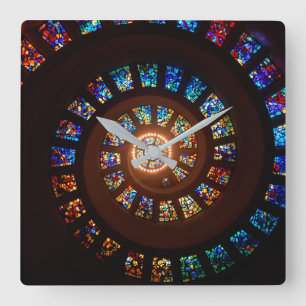 Elegant Black Glas in lood Swirl Pattern Vierkante Klok