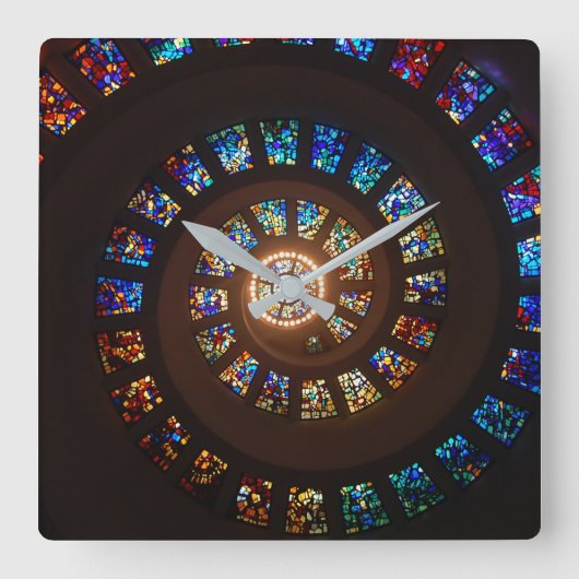 Elegant Black Glas in lood Swirl Pattern Vierkante Klok (Voorkant)