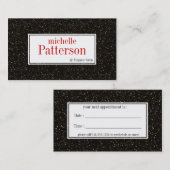 Elegant Black Glitter Appointment Visitekaartjes Afsprakenkaartje (Voorkant / Achterkant)