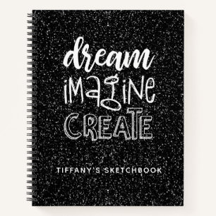 Elegant Black Glitter Artist Sketchbook Notitieboek