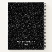 Elegant Black Glitter Artist Sketchbook Notitieboek (Achterkant)