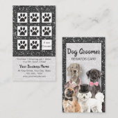 Elegant Black Glitter Dog Grooming Loyalty Kaart Visitekaartje (Voorkant / Achterkant)