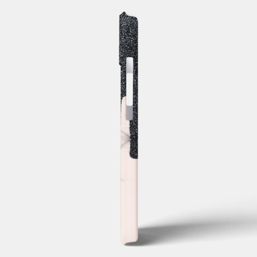 Elegant Black Glitter Drift Roos Gold Case-Mate iPhone Case (Achterkant / Links)