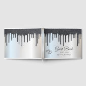 Elegant Black Glitter drijft hartstochtelijk huwel Gastenboek (Volledig)