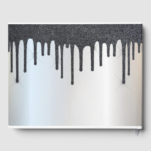 Elegant Black Glitter drijft hartstochtelijk huwel Gastenboek (Achterkant)