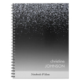 Elegant Black Glitter Editable Notitieboek