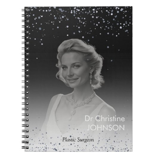 Elegant Black Glitter Editable  Notitieboek (Voorkant)