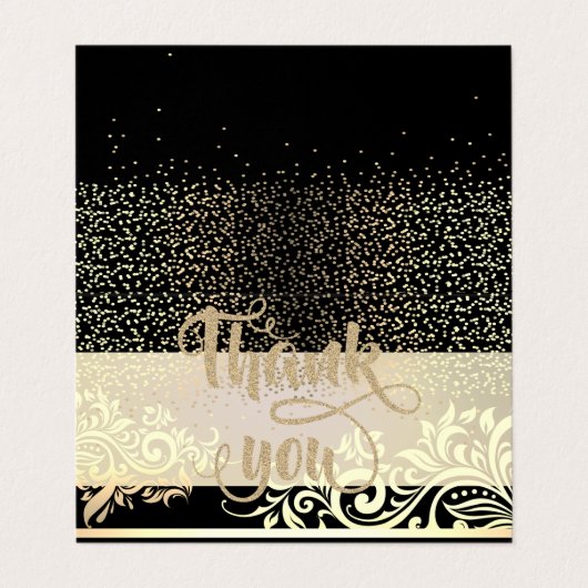Elegant Black, Glitter Gold Confetti Hartelijk dan Visitekaartje (Buitenkant ongevouwen)
