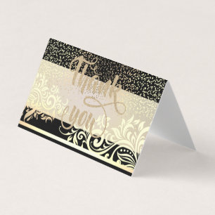 Elegant Black, Glitter Gold Confetti Hartelijk dan Visitekaartje