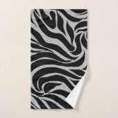 Elegant Black Glitter Silver Zebra Animal Print Bad Handdoek (Handdoek)