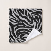 Elegant Black Glitter Silver Zebra Animal Print Bad Handdoek (Wasdoekje)
