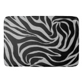 Elegant Black Glitter Silver Zebra Animal Print Badmat (Voorkant)