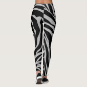 Elegant Black Glitter Silver Zebra Animal Print Leggings (Achterkant)