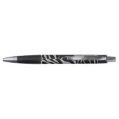 Elegant Black Glitter Silver Zebra Animal Print Pen (Achterkant)