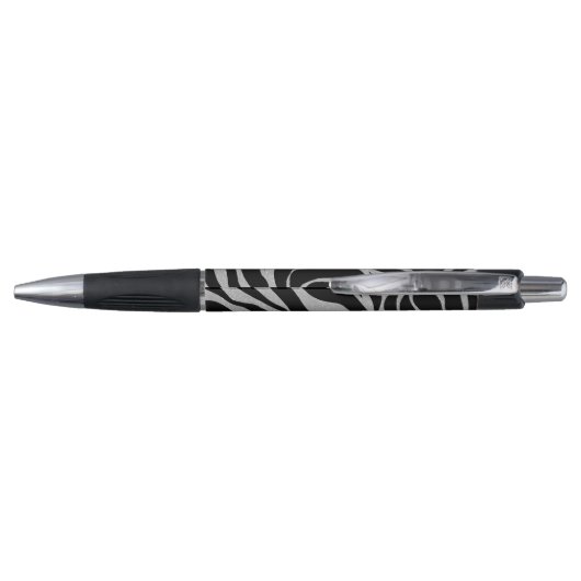 Elegant Black Glitter Silver Zebra Animal Print Pen (Achterkant)
