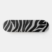 Elegant Black Glitter Silver Zebra Animal Print Persoonlijk Skateboard (Horizontaal)