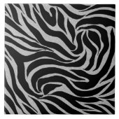 Elegant Black Glitter Silver Zebra Animal Print Tegeltje (Voorkant)
