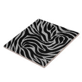 Elegant Black Glitter Silver Zebra Animal Print Tegeltje (Zijkant)