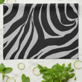 Elegant Black Glitter Silver Zebra Animal Print Theedoek (Gevouwen)