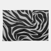 Elegant Black Glitter Silver Zebra Animal Print Theedoek (Horizontaal)