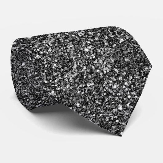 Elegant Black Glitter Stropdas (Opgerold)