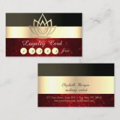 Elegant Black, Glittery Gold Lotus Loyalty Kaart (Voorkant / Achterkant)