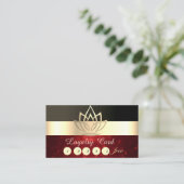 Elegant Black, Glittery Gold Lotus Loyalty Kaart (Staand voorkant)