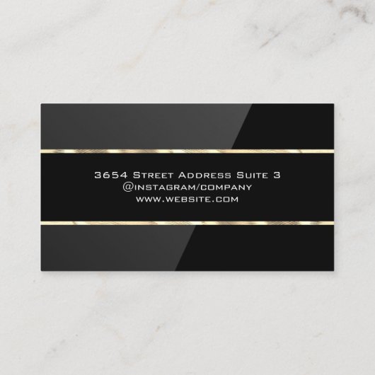 Elegant Black Gloss | Goudstrim Visitekaartje (Achterkant)