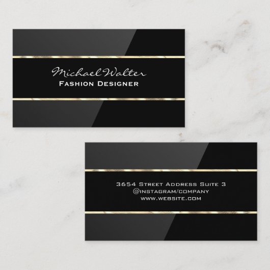Elegant Black Gloss | Goudstrim Visitekaartje (Voorkant / Achterkant)