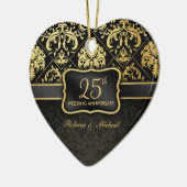 Elegant Black & Gold 25th Wedding Jubileum Keramisch Ornament (Links)