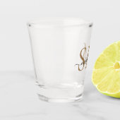 Elegant Black Gold 2 Monogram Script Naam Initiaal Shot Glas (Links)