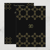 Elegant Black Gold 30th Birthday Party Kaart (Voorkant / Achterkant)