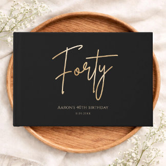 Elegant Black & Gold 40th Birthday Party Gastenboek