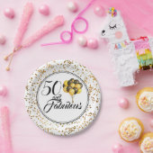 Elegant Black Gold 50 en Fabulous Birthday Papieren Bordje (Feest)