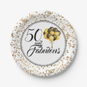 Elegant Black Gold 50 en Fabulous Birthday Papieren Bordje (Voorkant)