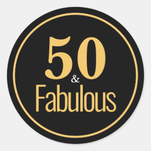 Elegant Black Gold 50 & Fabulous Birthday Sticker