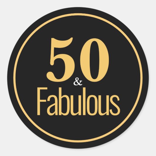 Elegant Black Gold 50 & Fabulous Birthday Sticker (Voorkant)