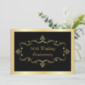 Elegant Black & Gold 50e Jubileum-uitnodigingen Kaart (Staand voorkant)