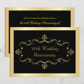 Elegant Black & Gold 50e Jubileum-uitnodigingen Kaart (Voorkant / Achterkant)