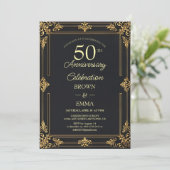 Elegant Black Gold 50th Anniversary Celebration In Kaart (Staand voorkant)