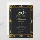 Elegant Black Gold 50th Anniversary Celebration In Kaart (Voorkant / Achterkant)