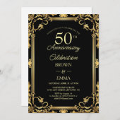 Elegant Black Gold 50th Anniversary Celebration In Kaart (Voorkant / Achterkant)